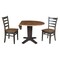 International Concepts 42 in. Solid Wood Round Drop Leaf Pedestal Table with 2 Dining Chairs in Hickory/Washed Coal K45-42DPT-23B-C617-2 - alternate 6